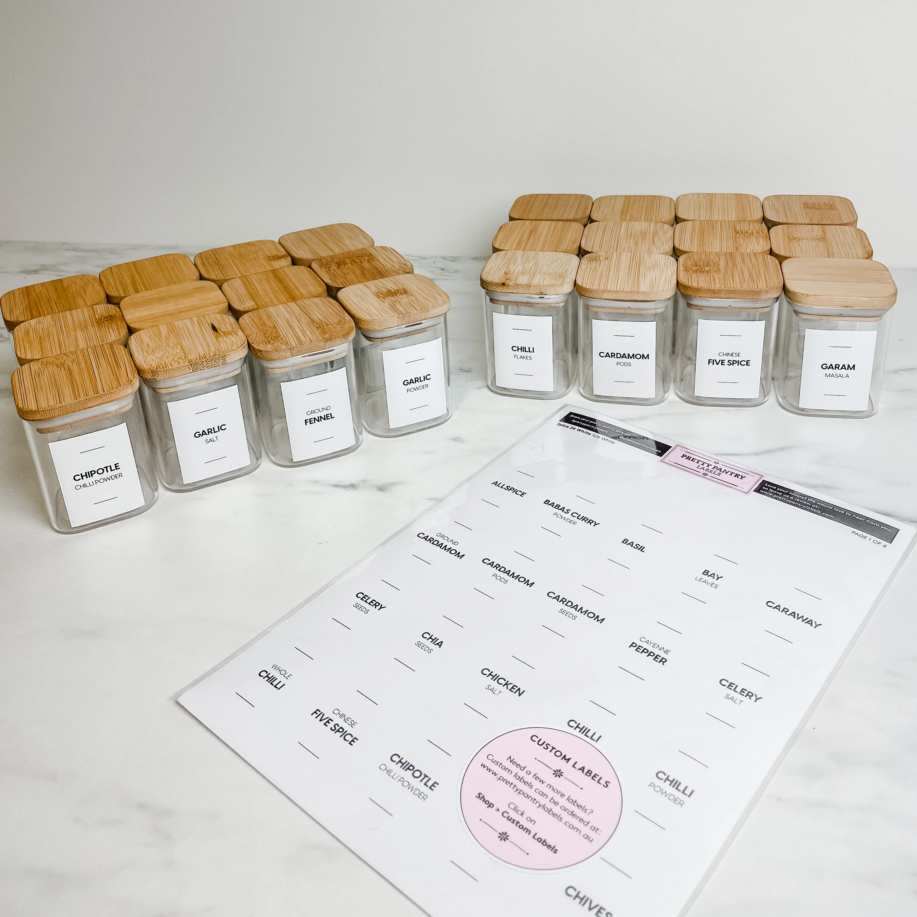 200ml Square Bamboo Spice Jar Set - Image 3