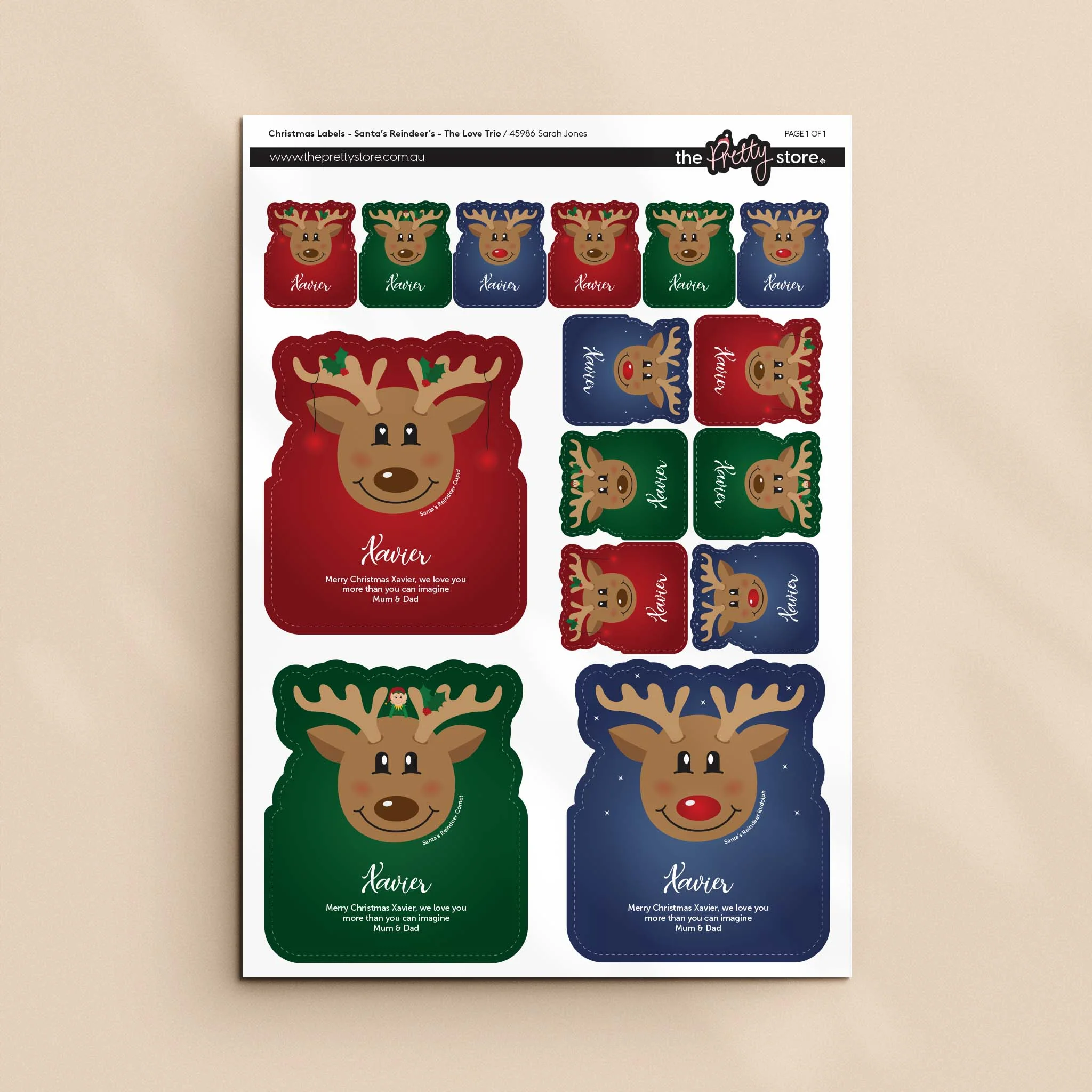 Christmas Label Set - Santa's Reindeer's - Image 3