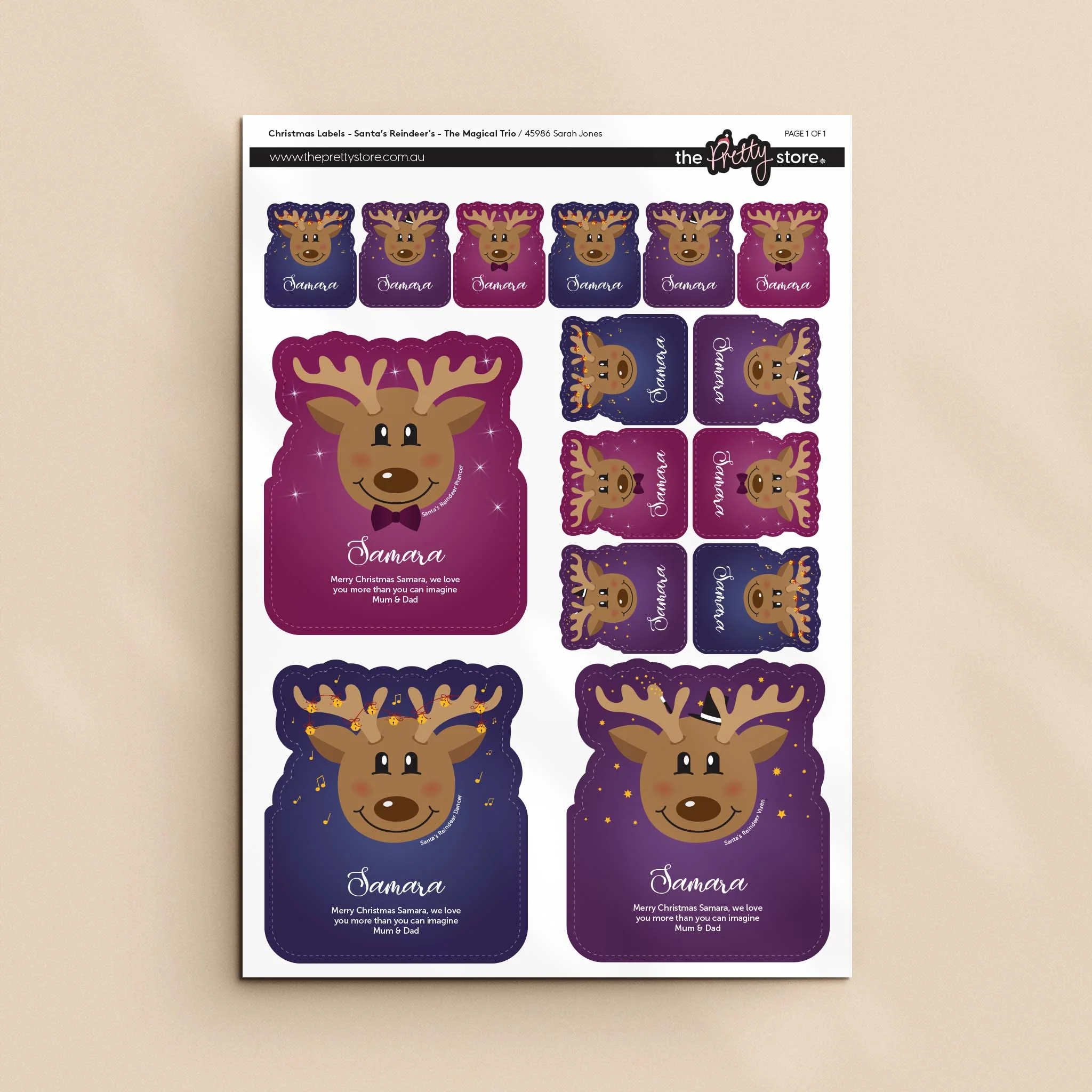 Christmas Label Set - Santa's Reindeer's - Image 4