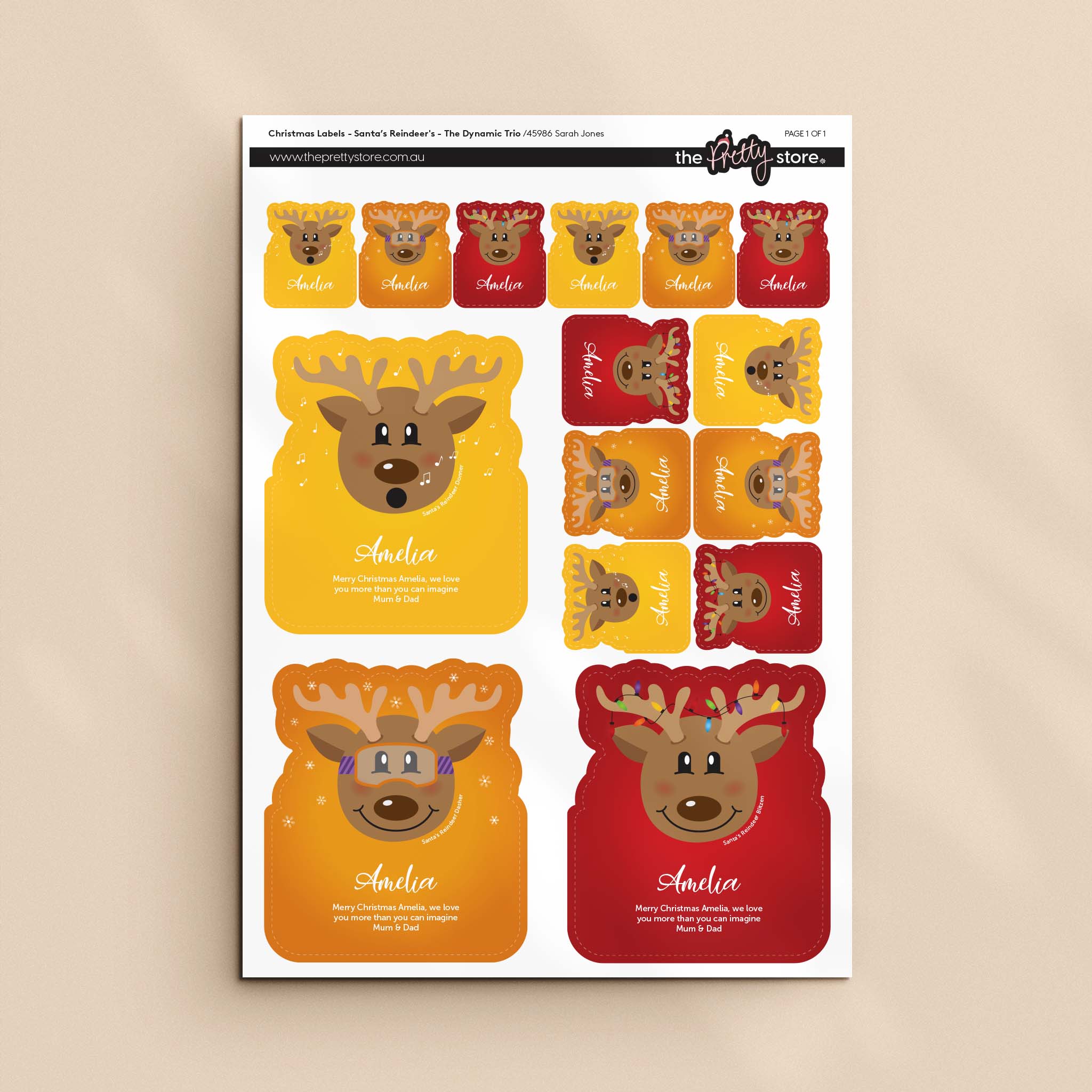 Christmas Label Set - Santa's Reindeer's - Image 5