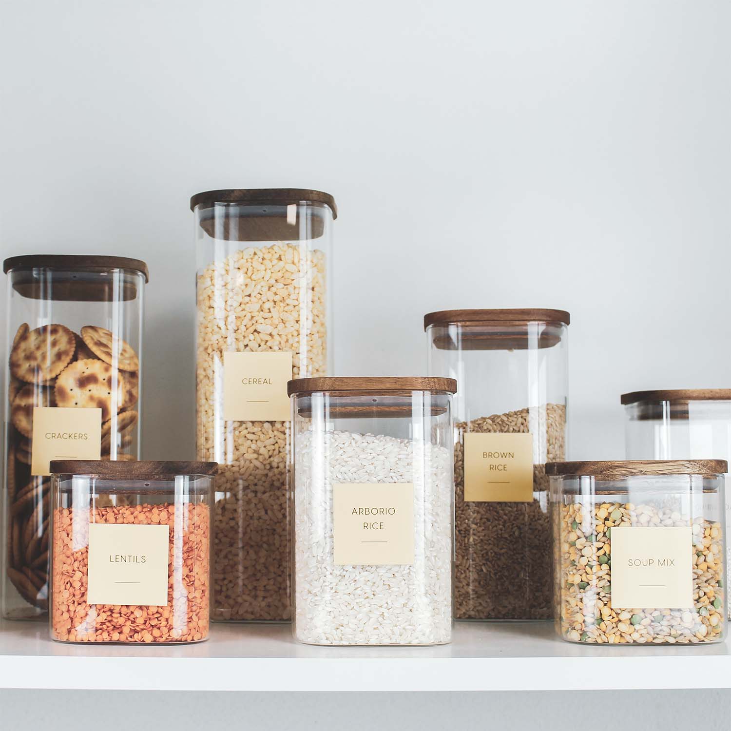 Square Glass Pantry Jars with Rustic Wooden Lid - Image 10