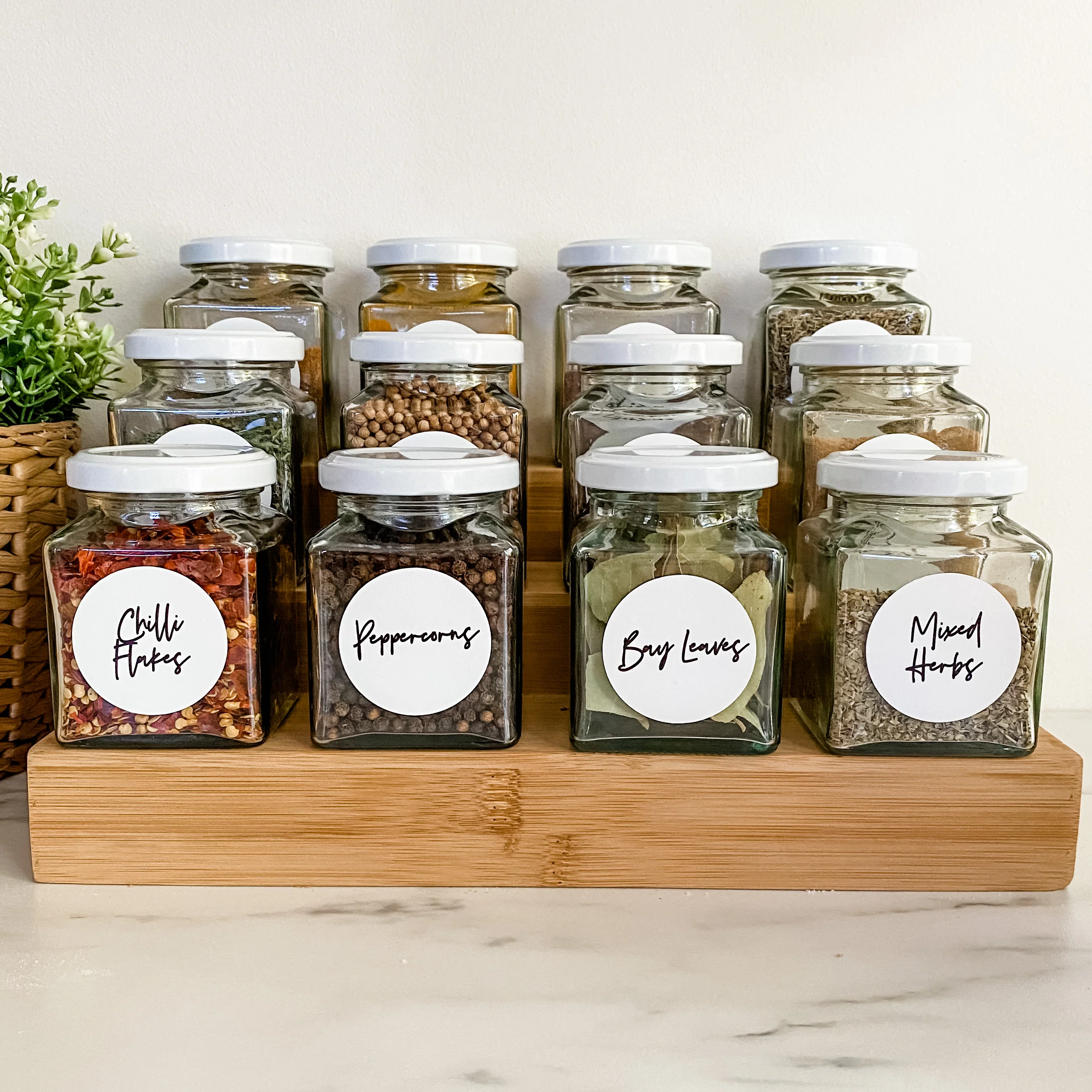 Square Glass Spice Jars, 195ml - Various Colours - Image 10